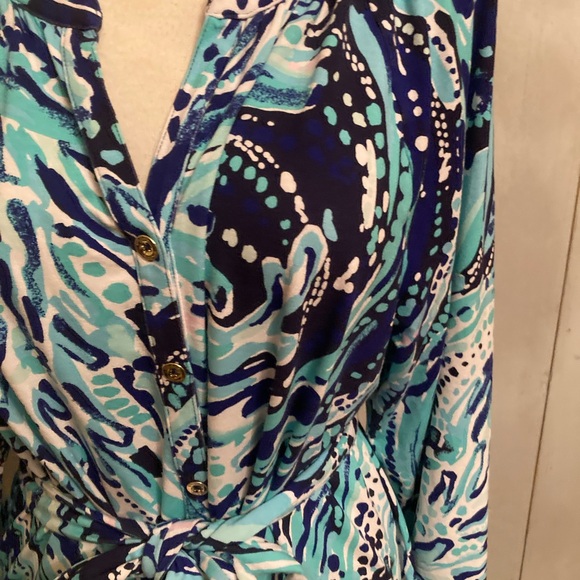 Lilly Pulitzer Bailor Dress Women Crash the Bash Button-Up Stretch V-neck Sz-XL - Picture 11 of 13